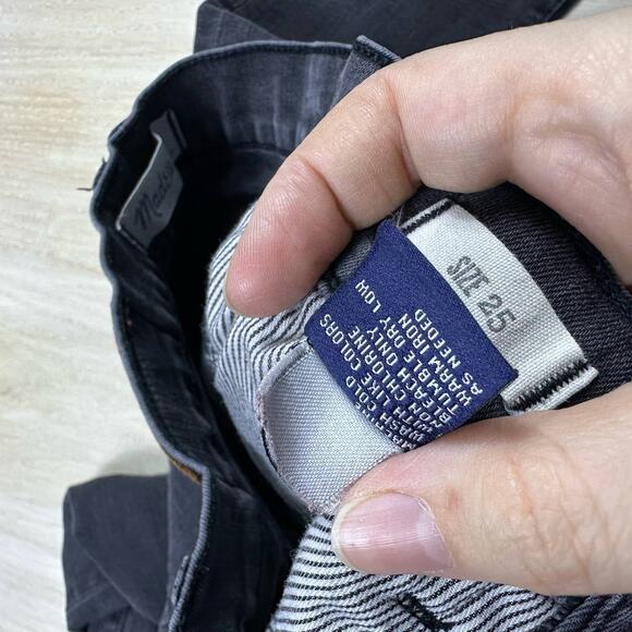 Madewell Low Rise Faded Black Skinny Slim Fit Denim Casual Stretch Jeans 25 - Picture 10 of 15